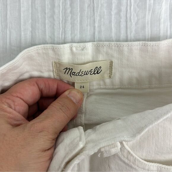 Madewell 24 White Cut Off Raw Fringe Hem Stretch Denim Shorts - Picture 12 of 14